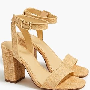 J. Crew Natural Tan Raffia Block Heel Sandals
